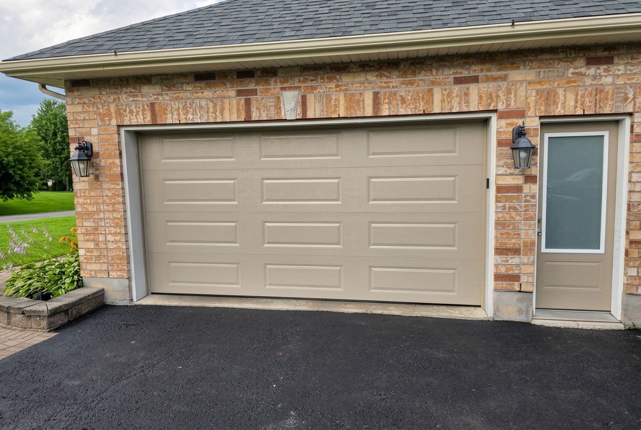 Classic Sandstone Carriage garage door installation in Nepean